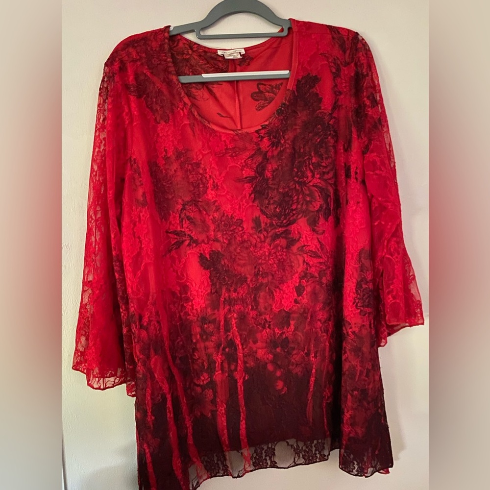 Brittany Black Plus Size Red and Black Blouse